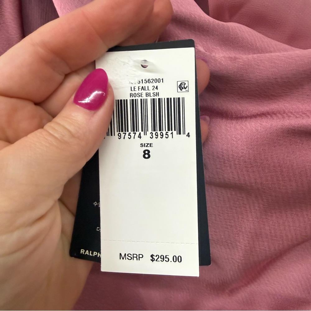 NWT Lauren Ralph Lauren Satin Charmeuse One-Shoulder Gown Pink Size 8 - Picture 6 of 7